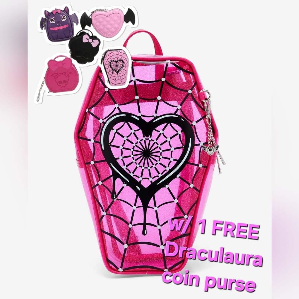 NWT Monster High Draculaura Coffin Translucent Figural Mini Backpack w/ Gift